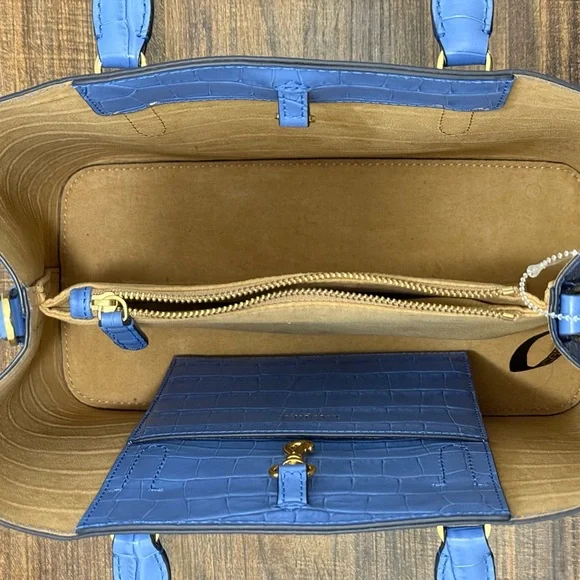 Brand New Ralph Lauren Blue Crocodile Embossed Women's Crossbody Bag - Picture 12 of 13